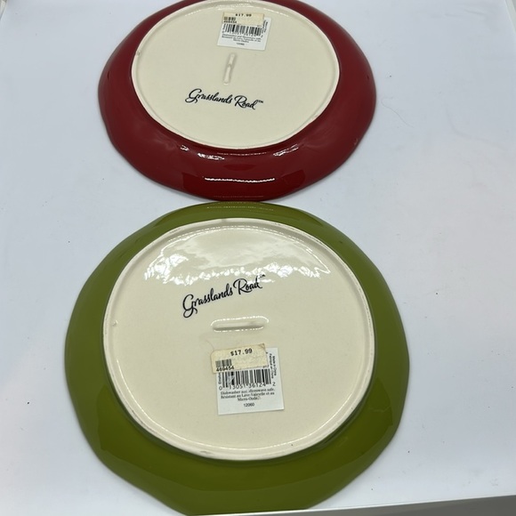 Grasslands Road OWL PLATES Woodgrain Tree Stump Leaves Set of 2 NEW WITH TAG - Picture 6 of 7